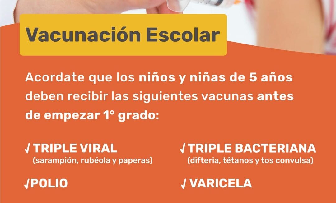 Provincia promueve la vacunación de niñas y niños en edad escolar