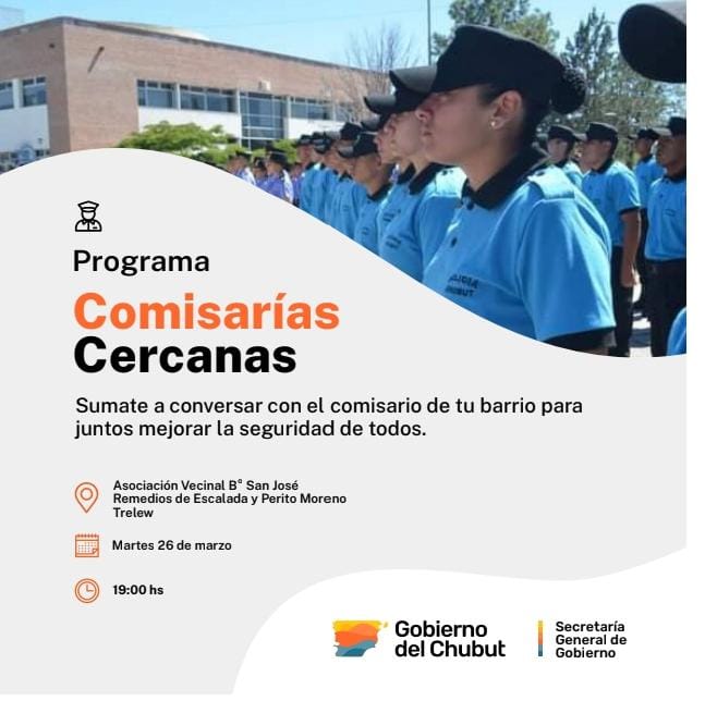 Provincia convoca a vecinos de Trelew para un nuevo encuentro del programa «Comisarías Cercanas»