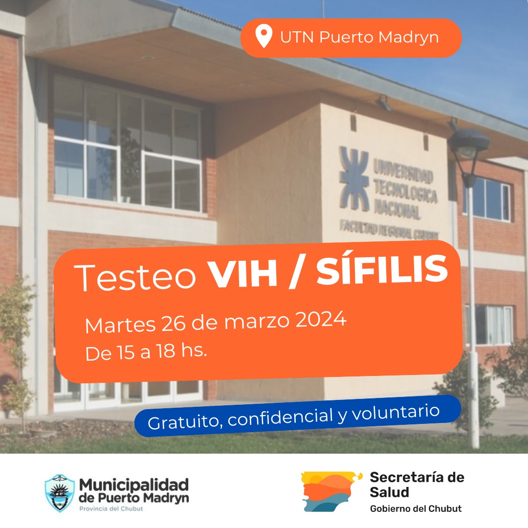 Testeos de VIH y de Sifilis, en la sede de la UTN Puerto Madryn