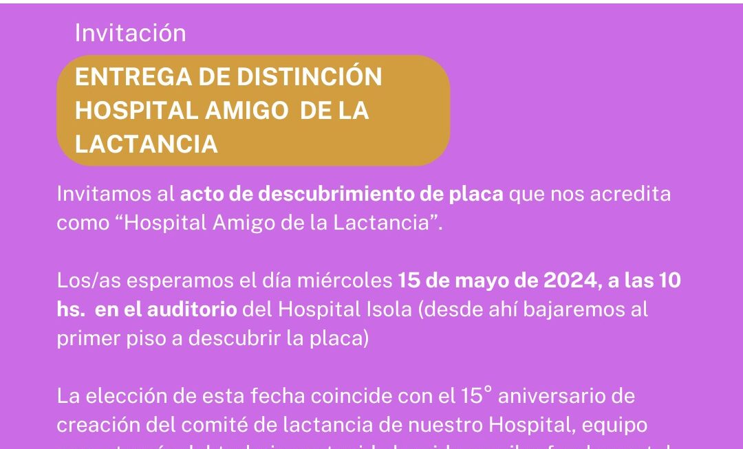 Entrega de Distinción Hospital Amigo de la Lactancia