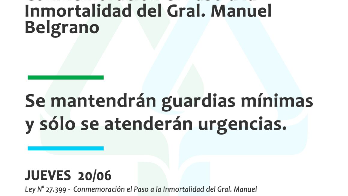 Jueves 20 y viernes 21 de junio, sin atención al público