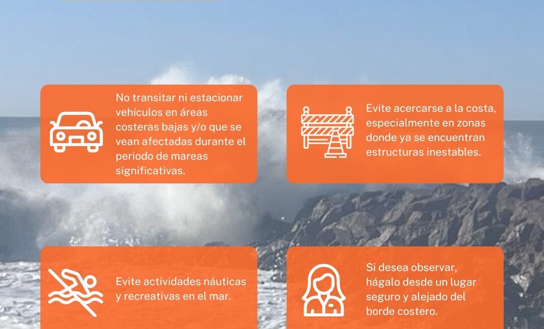 El Gobierno del Chubut advierte sobre mareas extraordinarias en Playa Unión para los próximos días