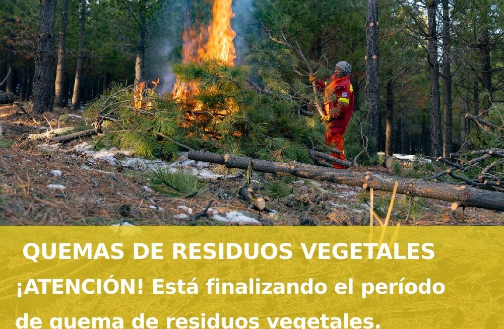 Provincia recuerda sobre próxima finalización del período permitido para quema de residuos forestales