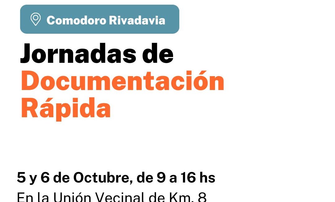 El Gobierno Provincial realizará en Comodoro Rivadavia jornadas de documentación rápida