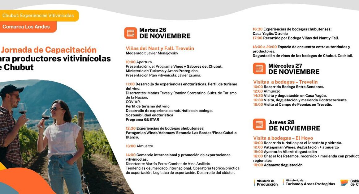 Provincia convoca a la 1º Jornada de Capacitación para productores vitivinícolas de Chubut