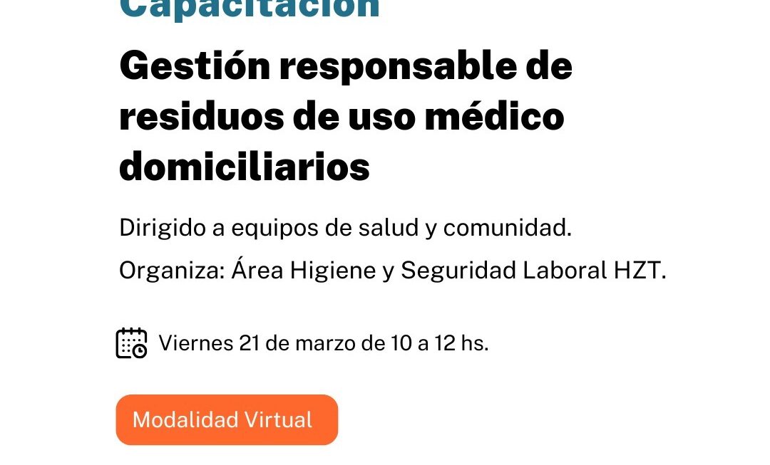 Provincia realizará una capacitación virtual sobre gestión responsable de residuos de uso médico domiciliarios