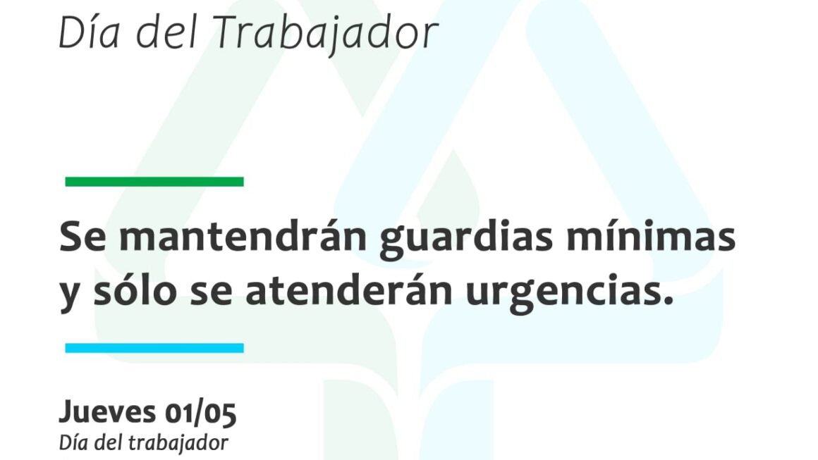 1 y 2 de mayo, sin atención al público.