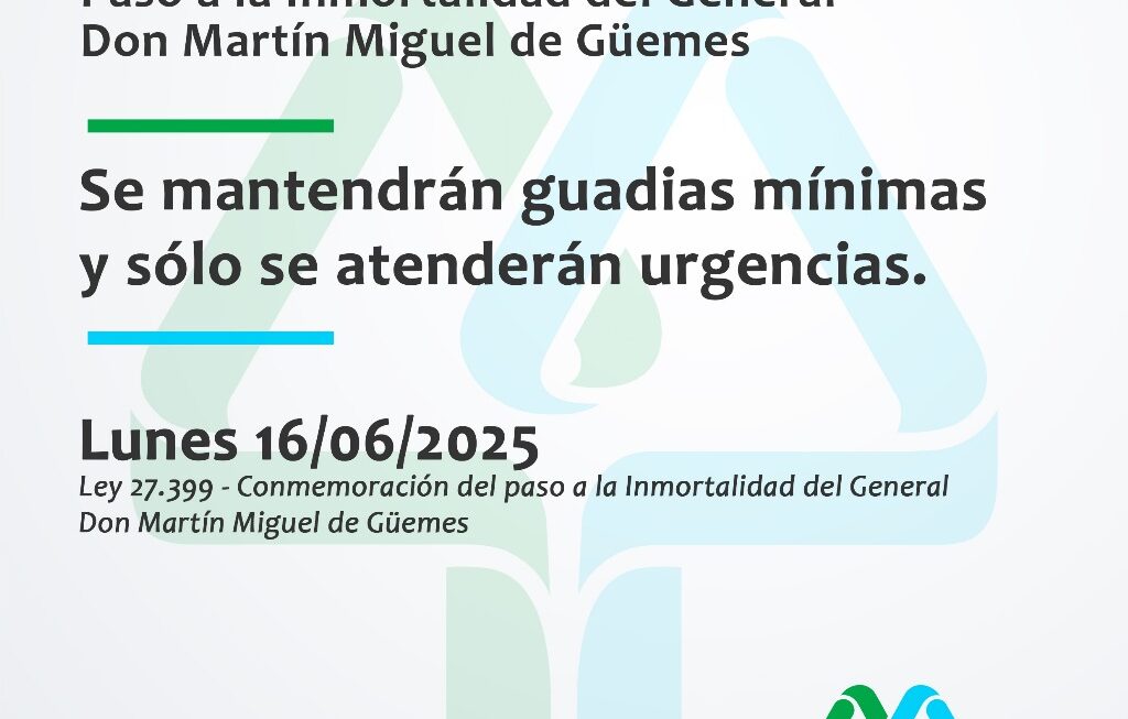 Lunes 16 de junio, sin atención al público