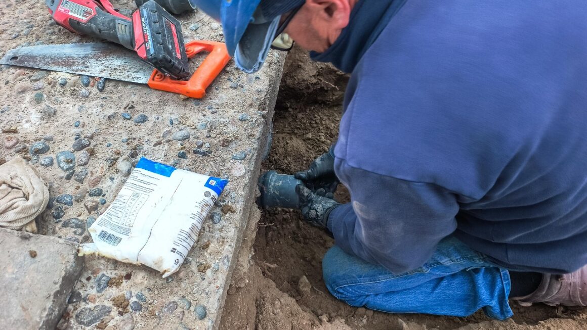 Reparación de red de agua potable, afectada por raíces.