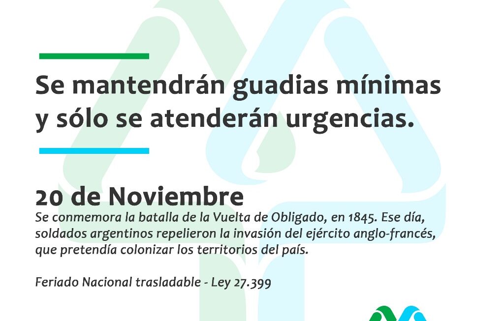Viernes 21 y lunes 24 de noviembre, sin atención al público