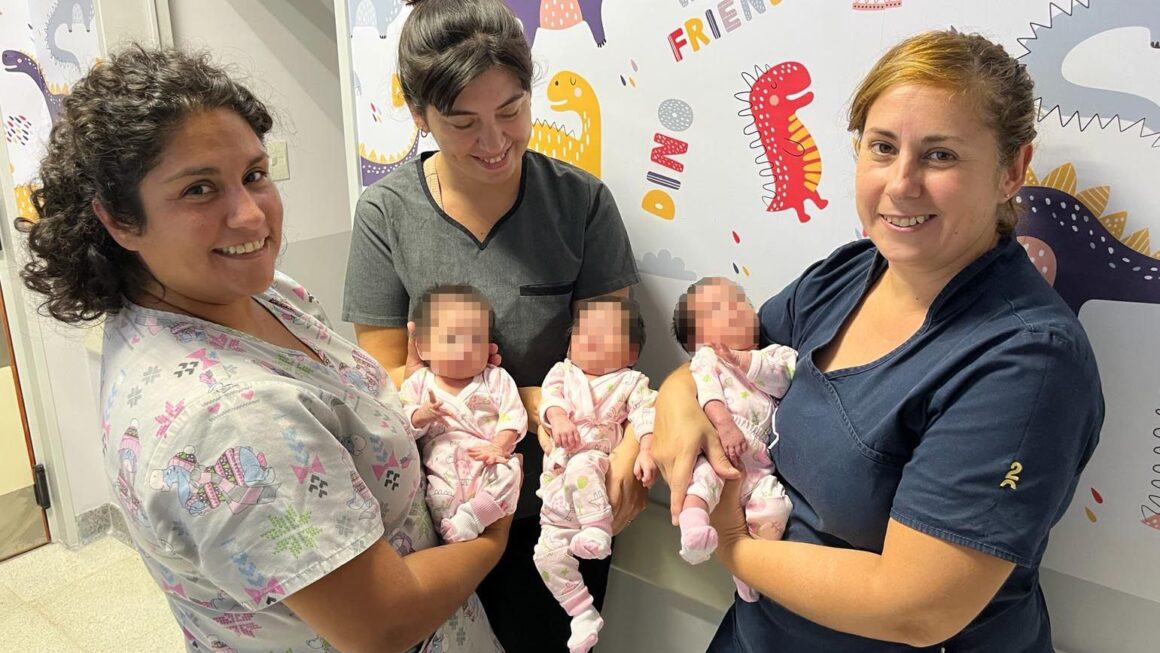Las trigemelas nacidas en el Hospital “María Humphreys” recibieron el alta médica luego de 39 días de cuidados especializados