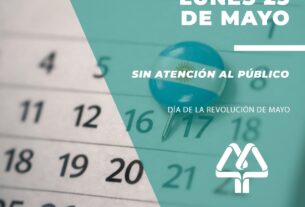 Lunes 25 de mayo, sin atención al público