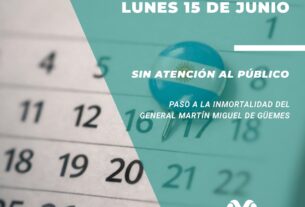 Lunes 15 de junio, sin atención al público