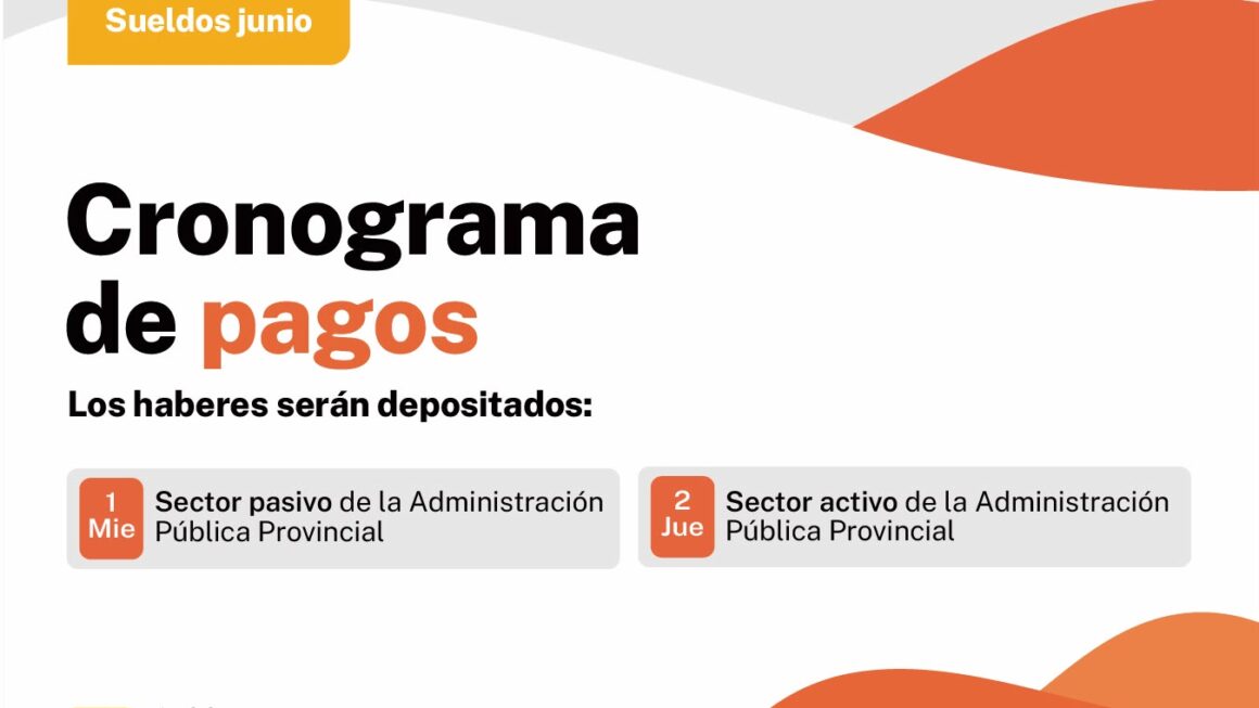 Provincia deposita el miércoles los haberes a los agentes pasivos y el jueves a los trabajadores en actividad de la Administración Pública