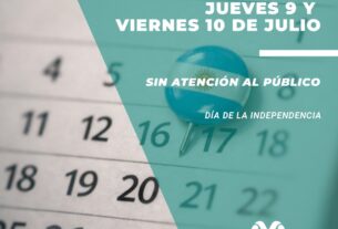 Jueves 9 y viernes 10 de julio, sin atención al público